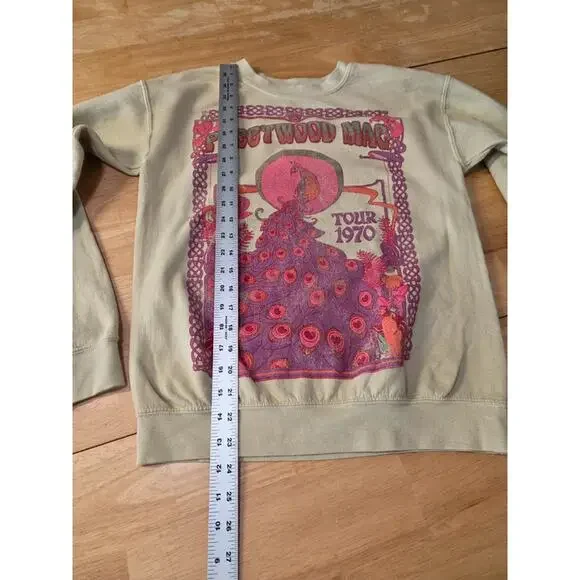 Fleetwood Mac 1970 Tour Sweatshirt Peacock Graphic Cream XS Band Tee - Picture 4 of 7